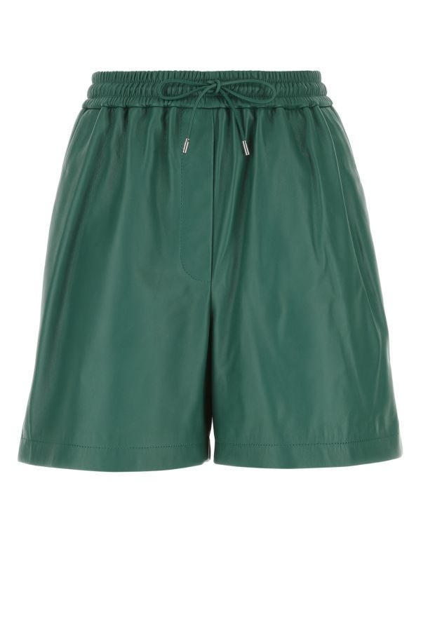 Loewe Woman Bottle Green Nappa Leather Shorts - 1