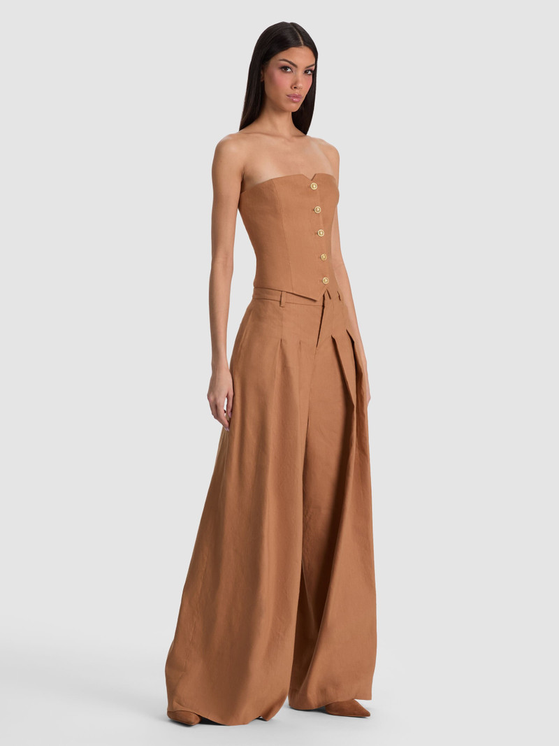 KELCEY STRAPLESS LINEN VEST - TAN 6