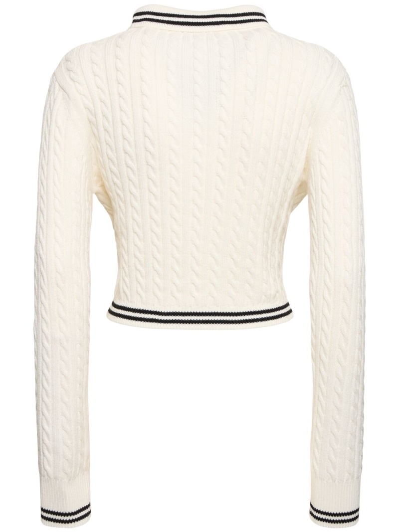 Cotton blend knit polo sweater - 3