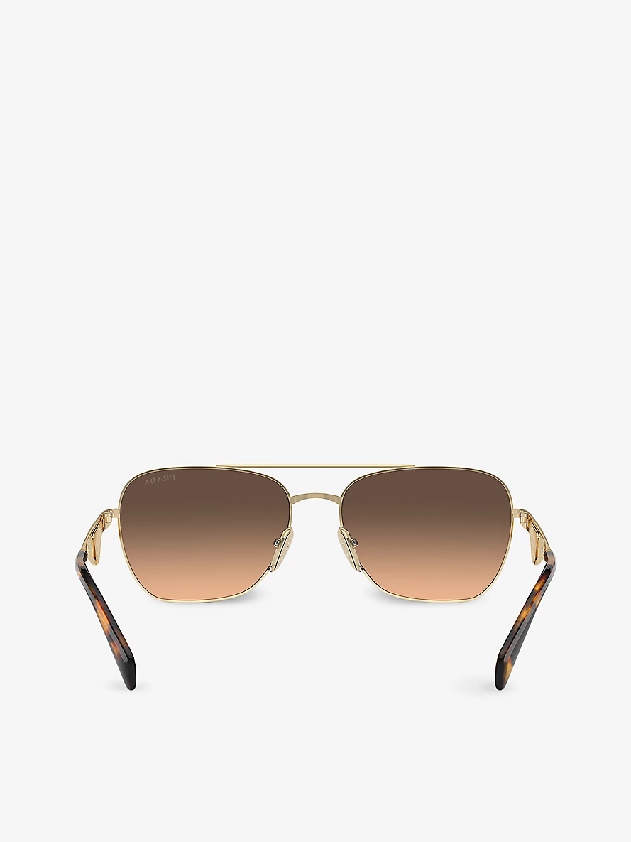PR A50S aviator-frame tortoiseshell metal sunglasses - 4