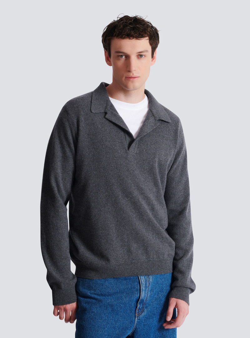 Long-sleeved polo shirt in eco-cashmere 6