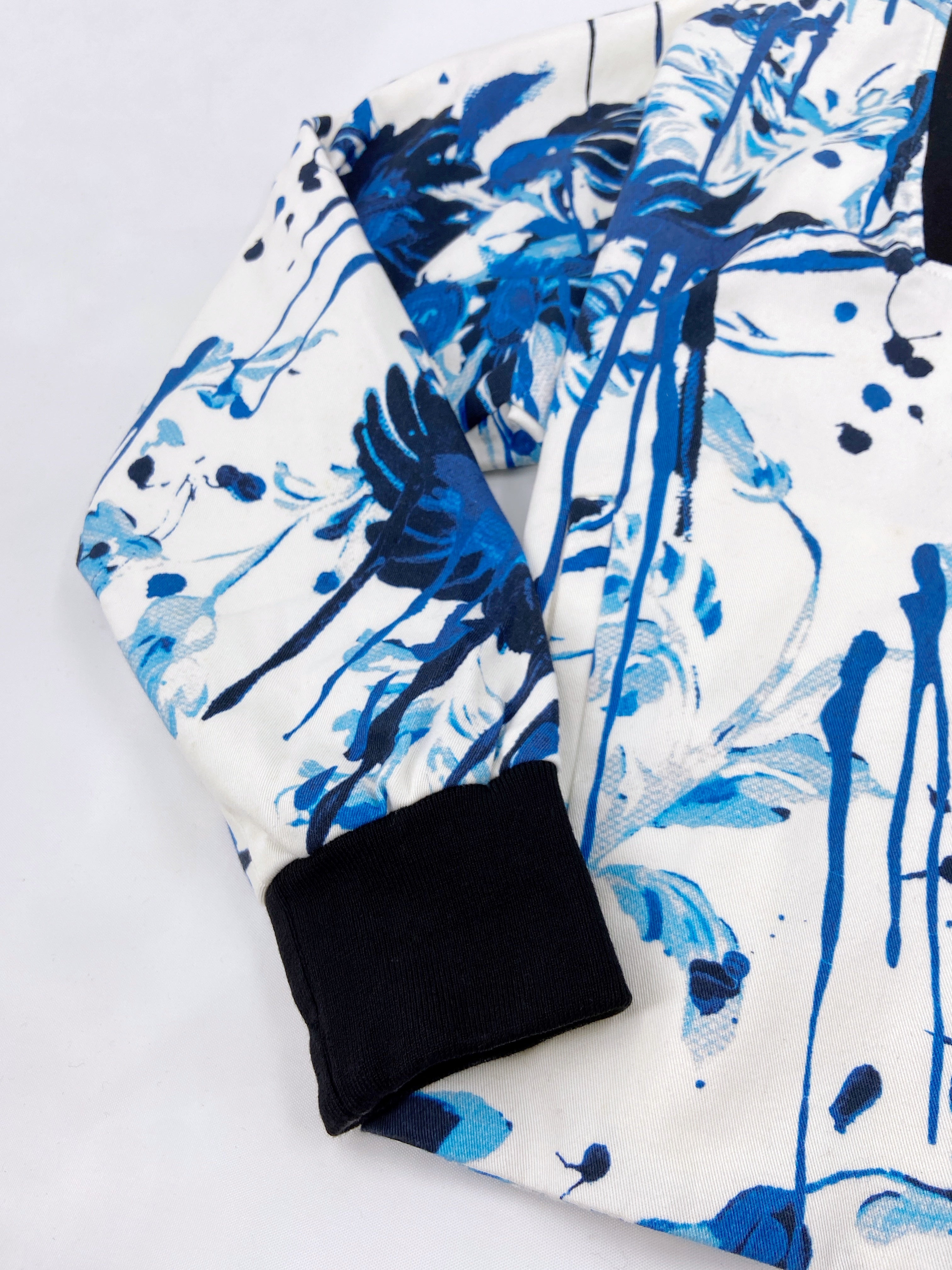 Jean Paul Gaultier Spring 2015 Blue Floral Cropped Bomber 40 - 8
