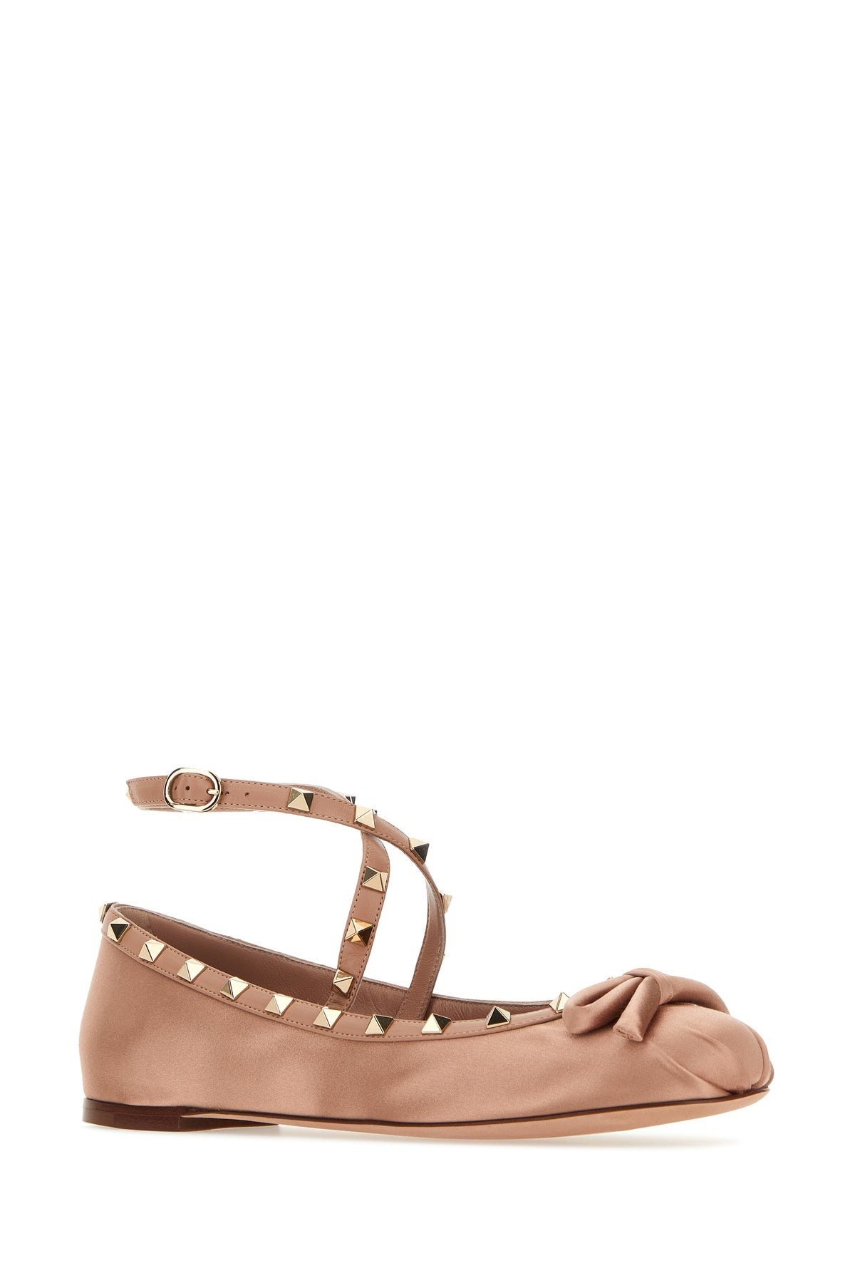 Powder pink satin Rockstud ballerinas - 2