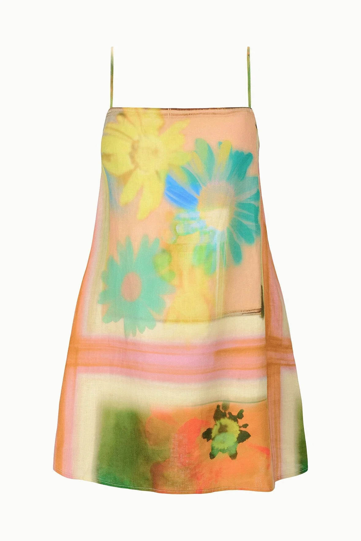 STAUD LAURA LINEN MINI DRESS SUPERBLOOM SCARF - 1