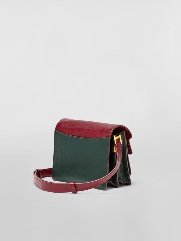 Marni Trunk Soft Bag in Green and Burgundy Tumbled Calf