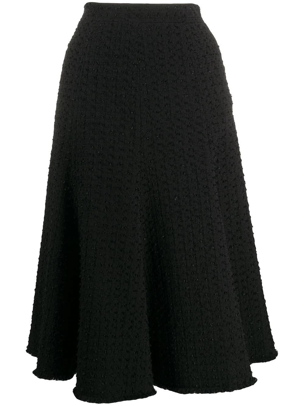 flounce skirt with fray in solid eyelash yarn tweed - 1