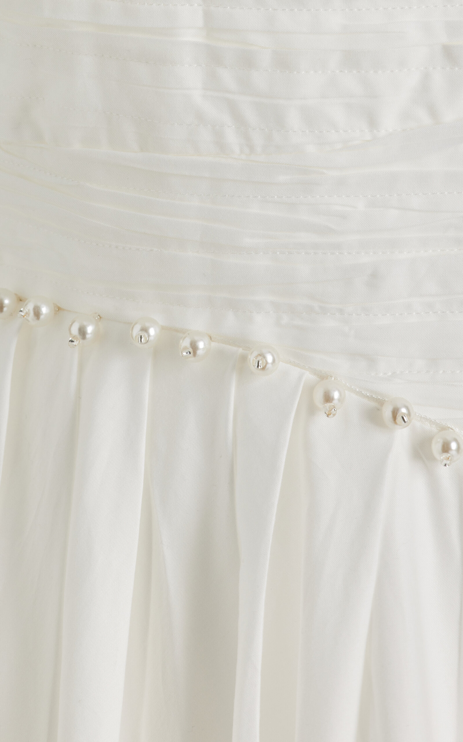 Florence Pearl-Trimmed Cotton Midi Dress ivory - 5