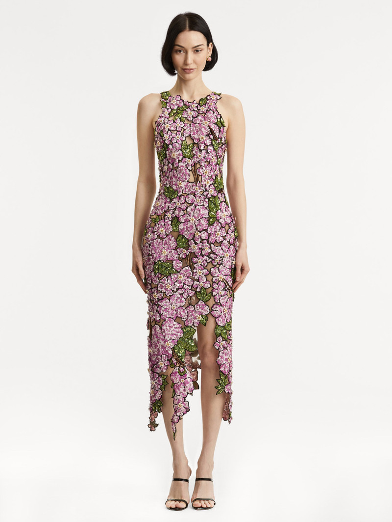 Oscar de la Renta MOSAIC SEQUIN FLORAL EMBROIDERED DRESS outlook