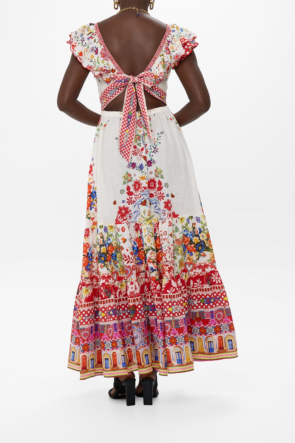 TIERED DRESS WITH NECK FRILL - 3