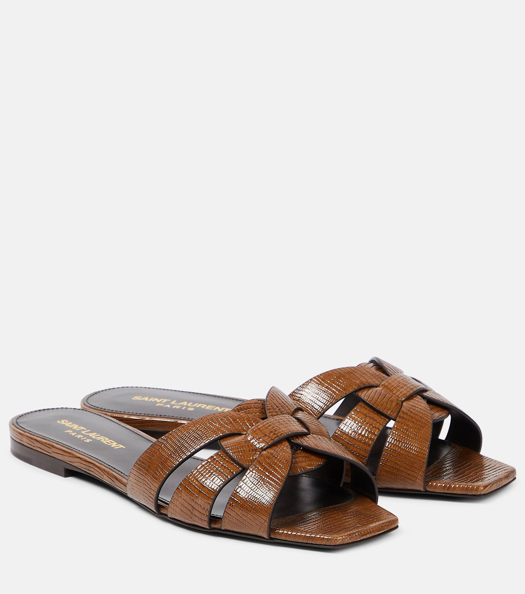 Tribute lizard-effect leather sandals - 1
