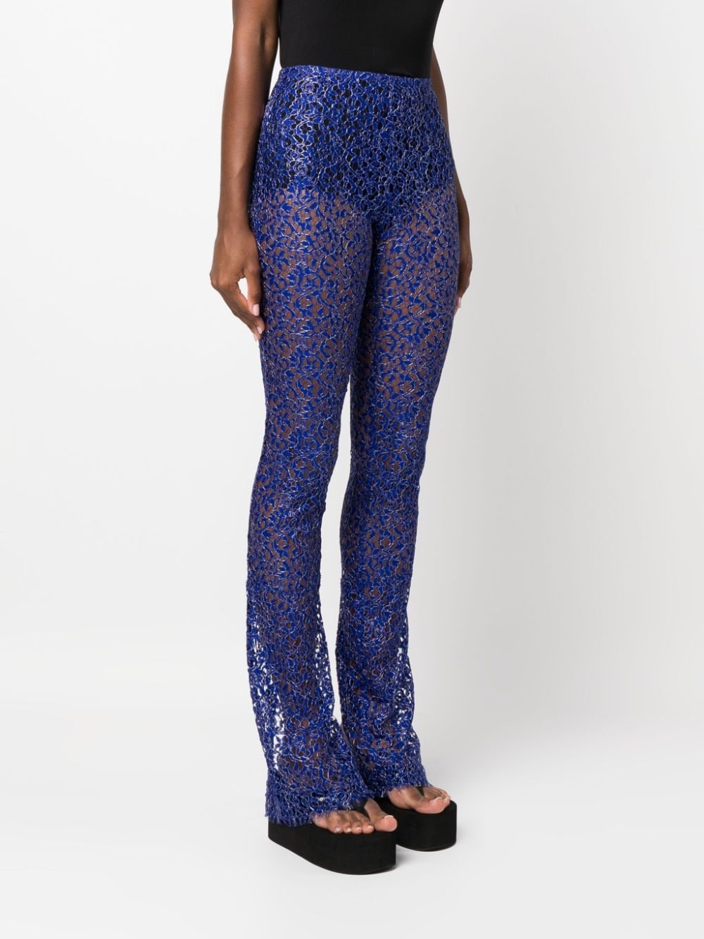 corded-lace flared trousers - 3