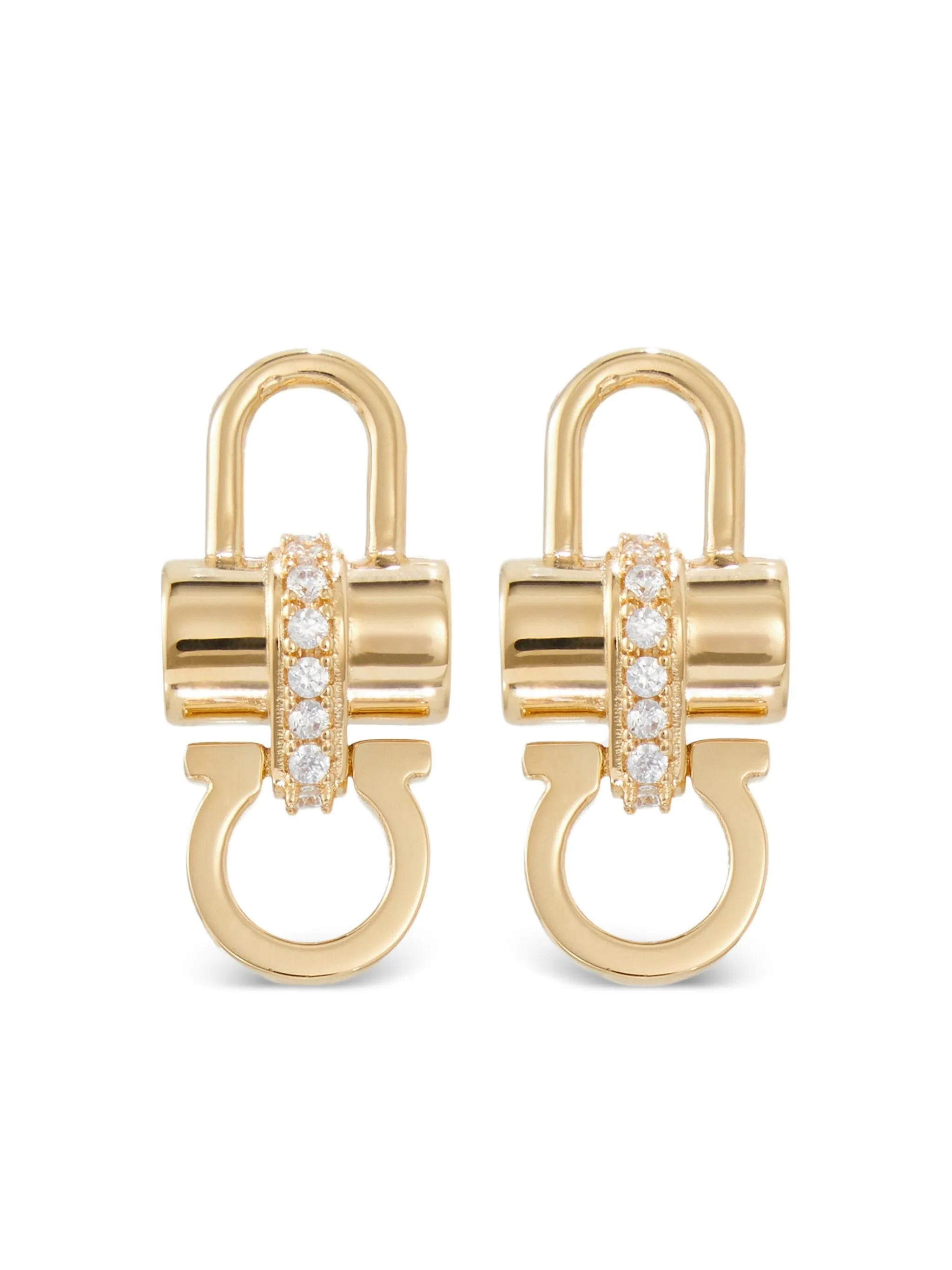 Ferragamo Crystal Embellished Padlock Earrings - 1