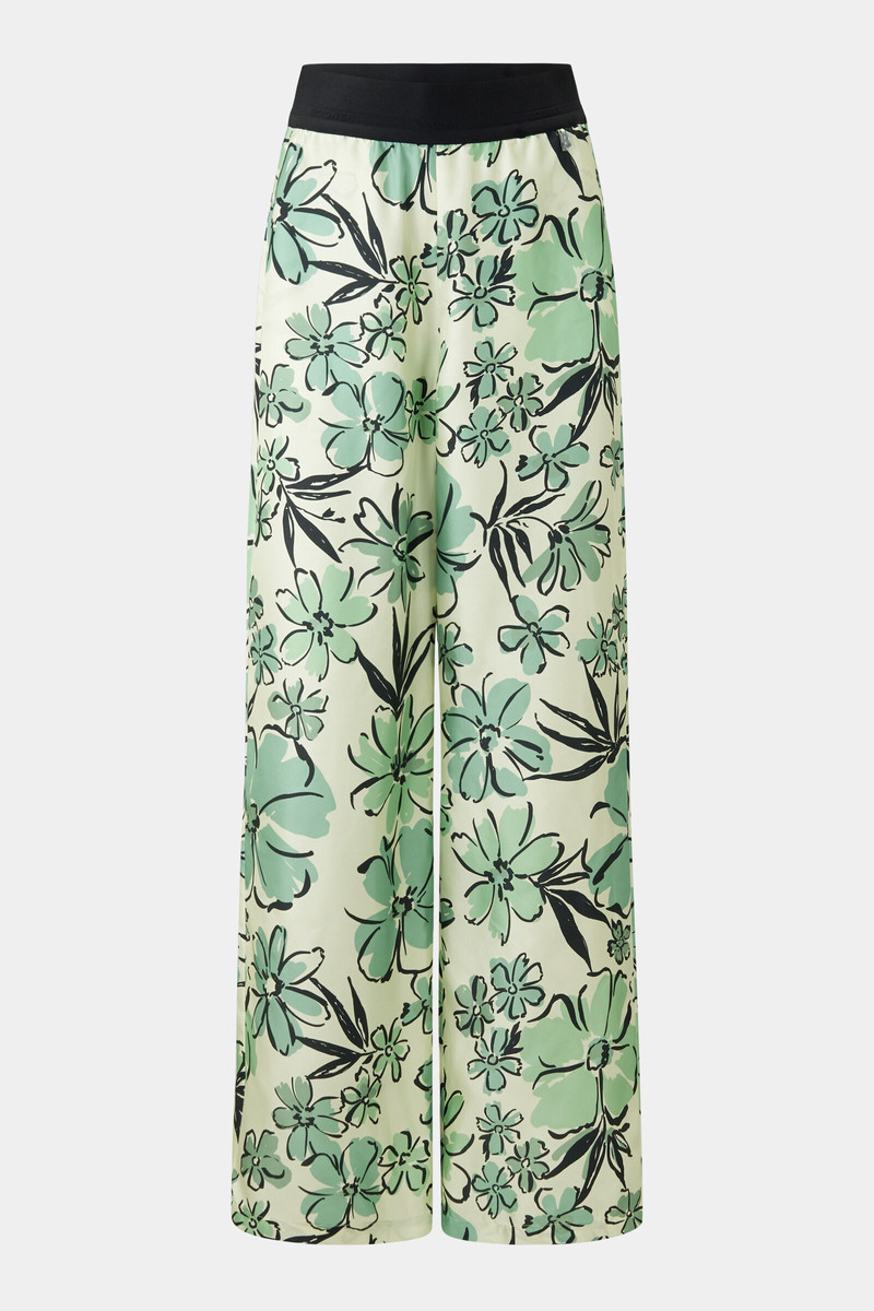 Jacky silk trousers in Vanilla/green 1