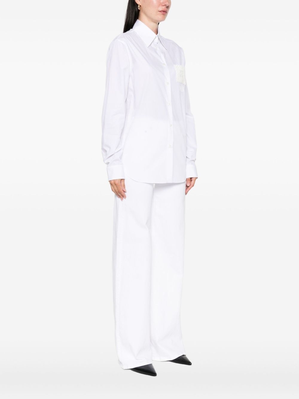 lace-pocket cotton shirt - 3