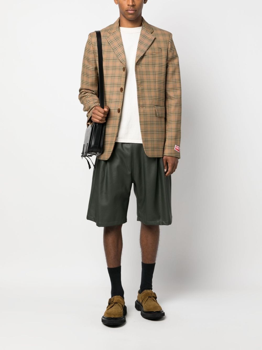 checked single-breasted blazer - 2