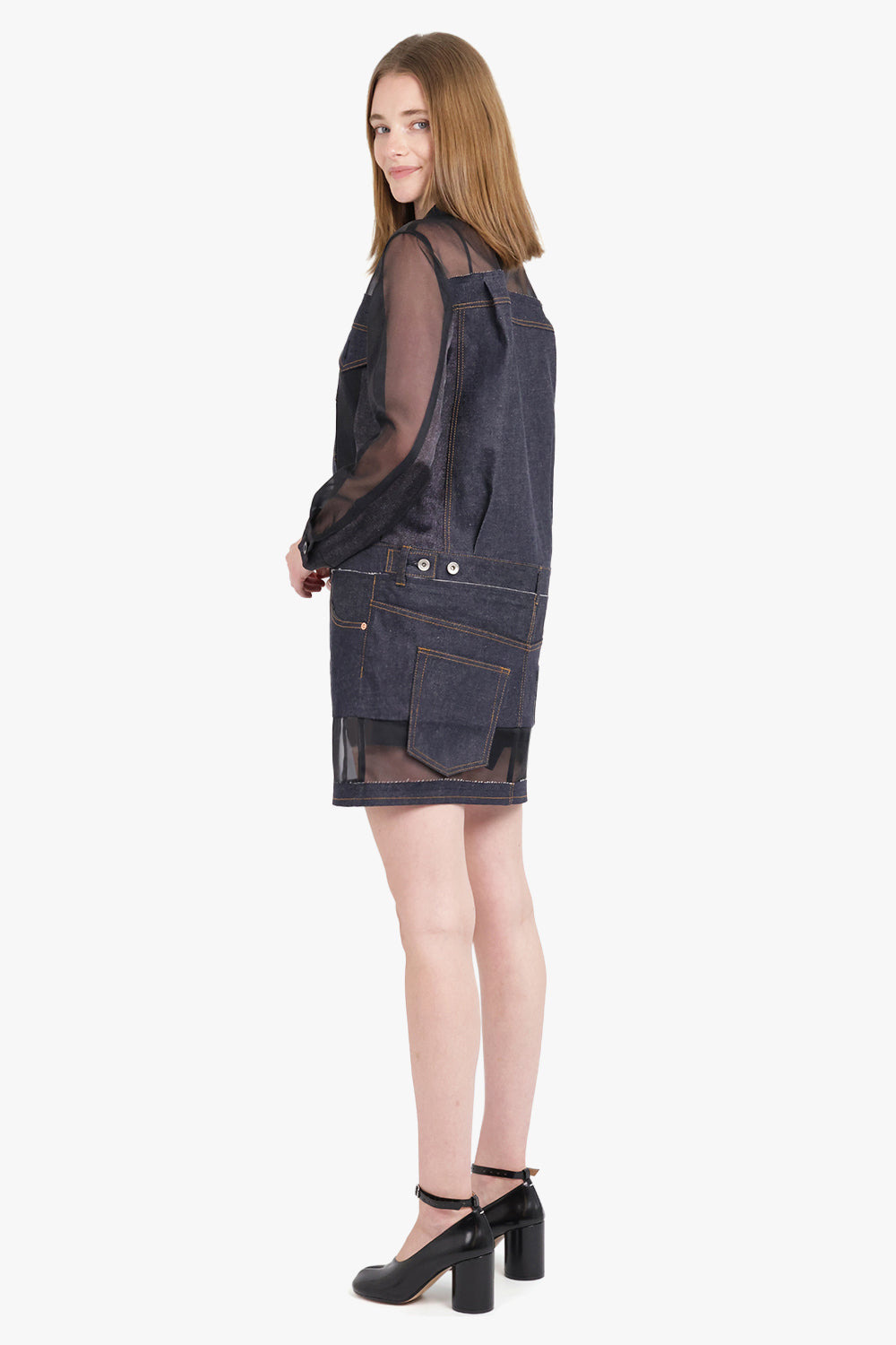 SHEER X DENIM L/S SHIRT DRESS | INDIGO - 5