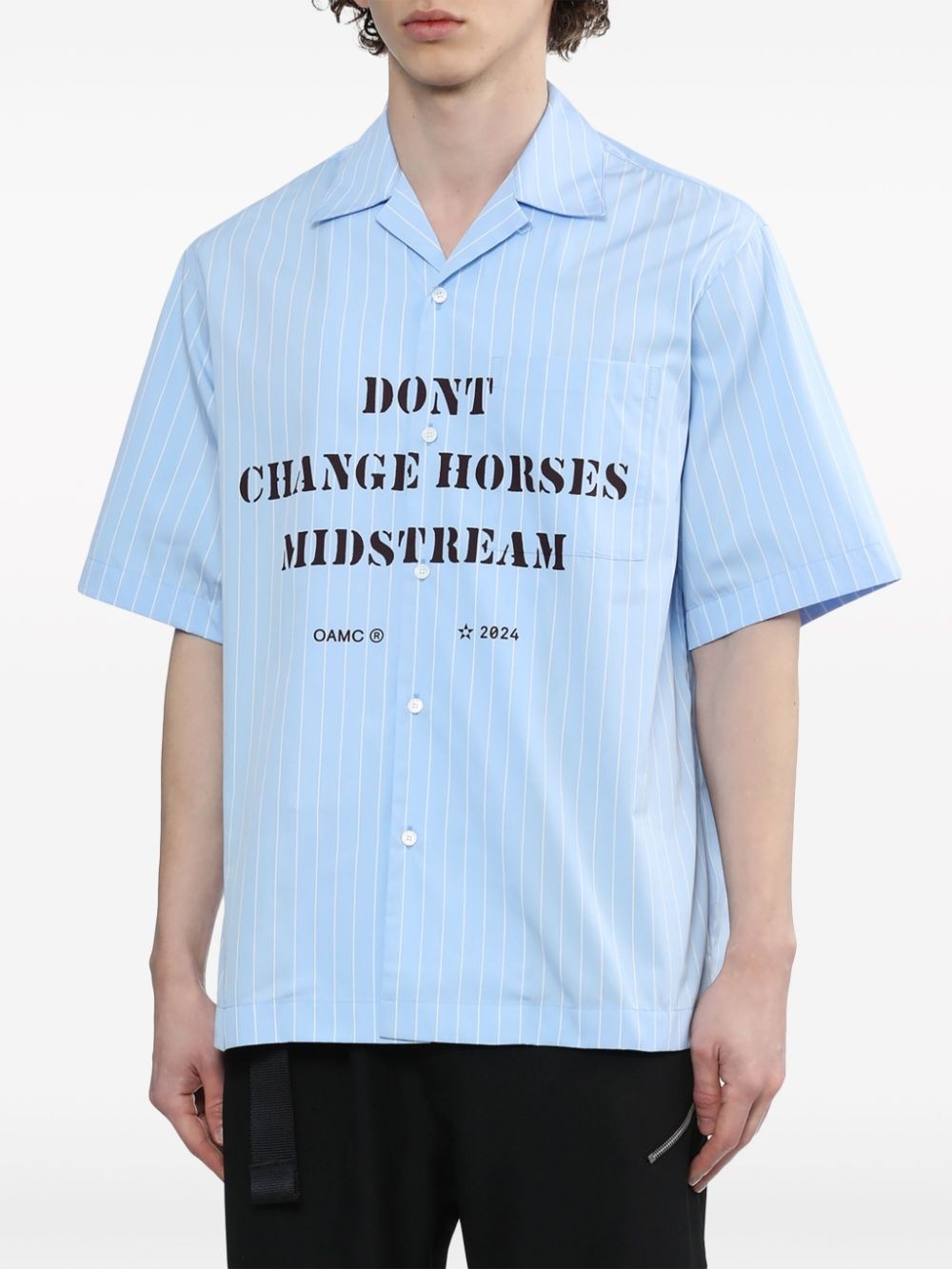 striped slogan-print shirt - 3