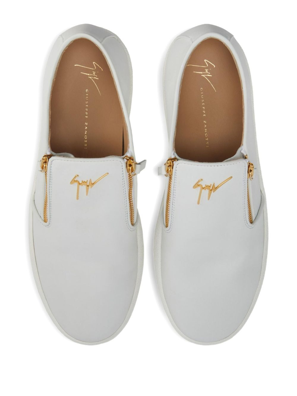 zip-detail leather slip-ons - 3