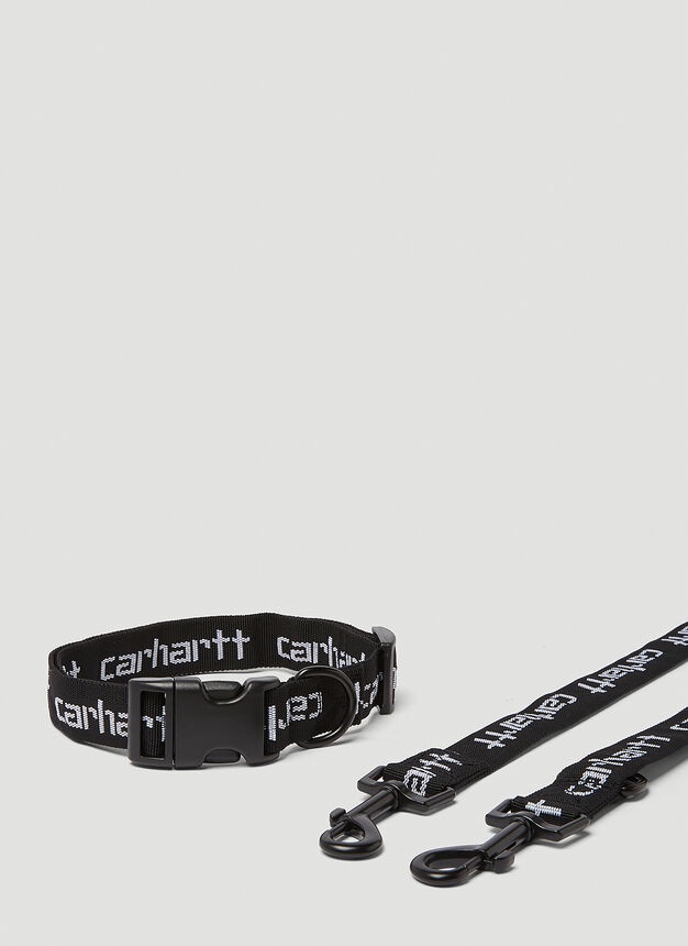 Script Dog Collar Leash in Black - 1