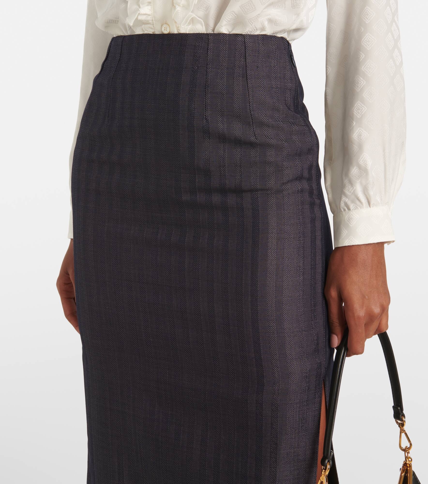 Wool-blend pencil skirt - 4