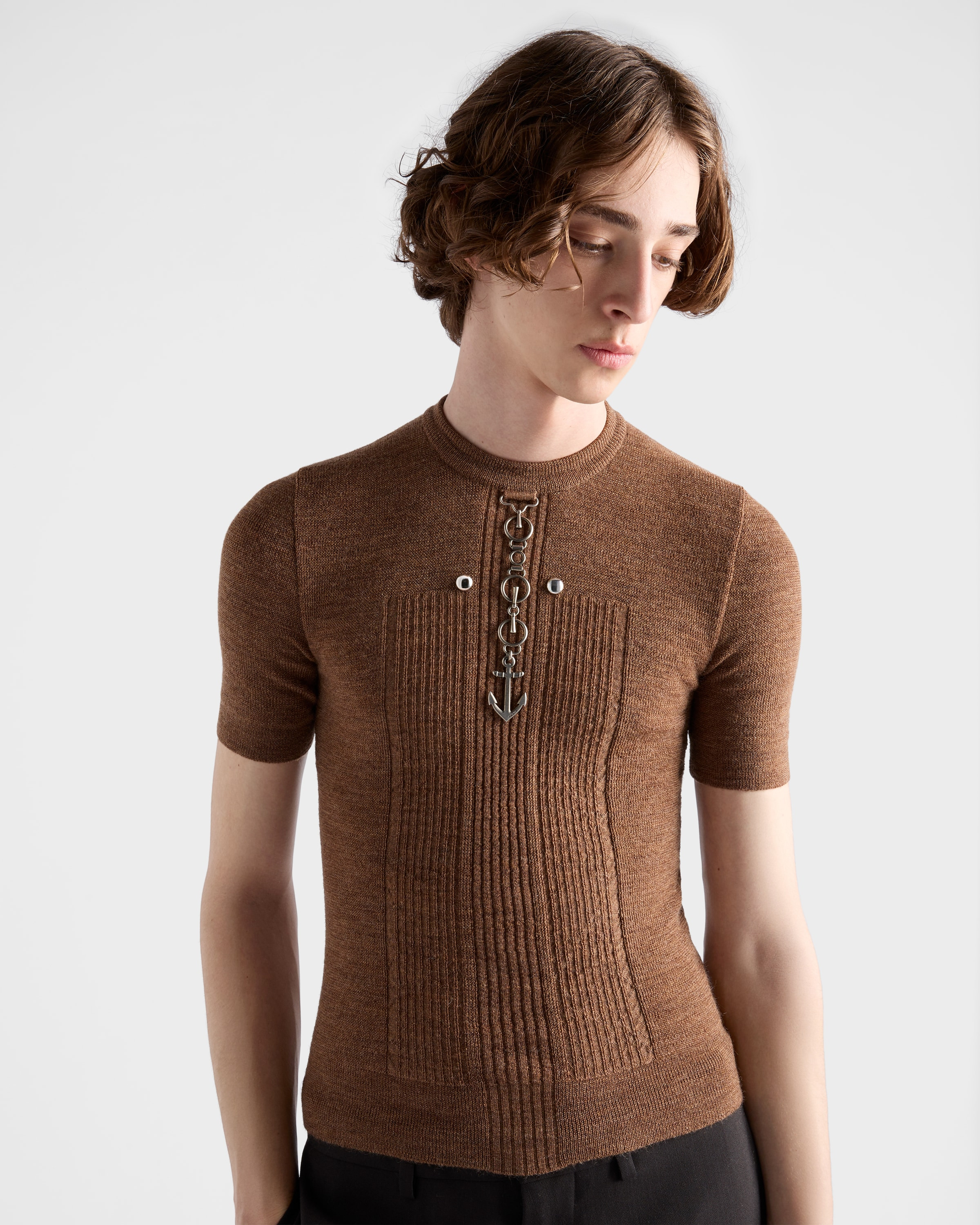 Wool crew-neck sweater with studs - 3