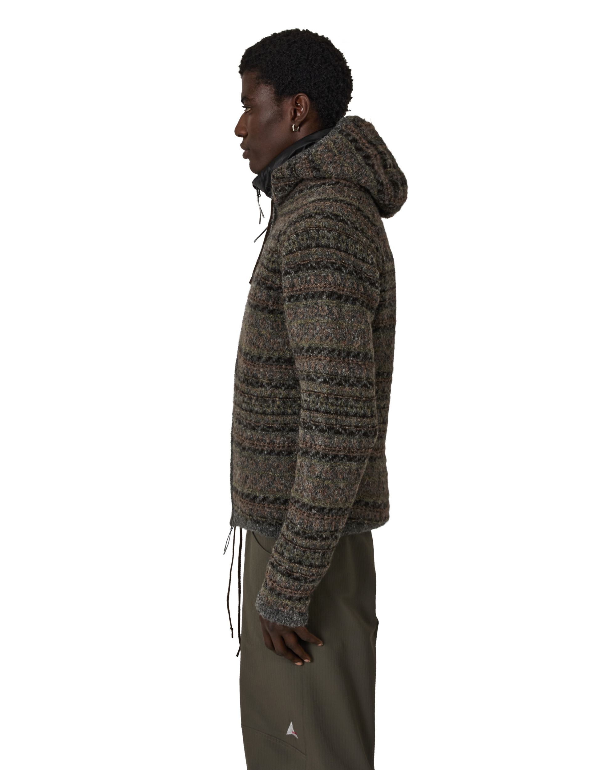 Fair Isle Felted Knit Zip Up Hoodie - 2