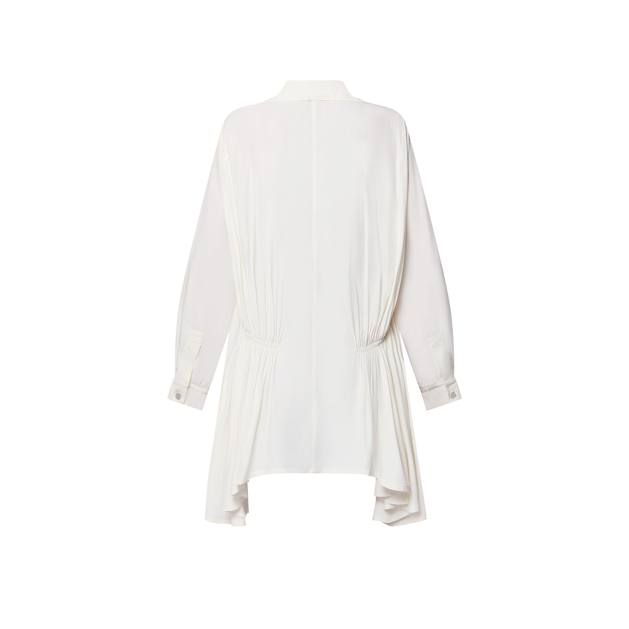 Gathered Waist Twill Shirt Dress - 3