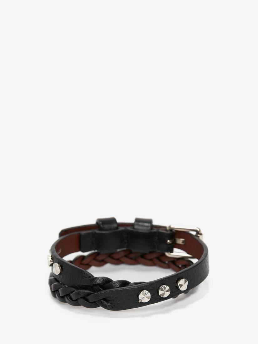 Men's Skull Double-wrap Bracelet in Black - 2