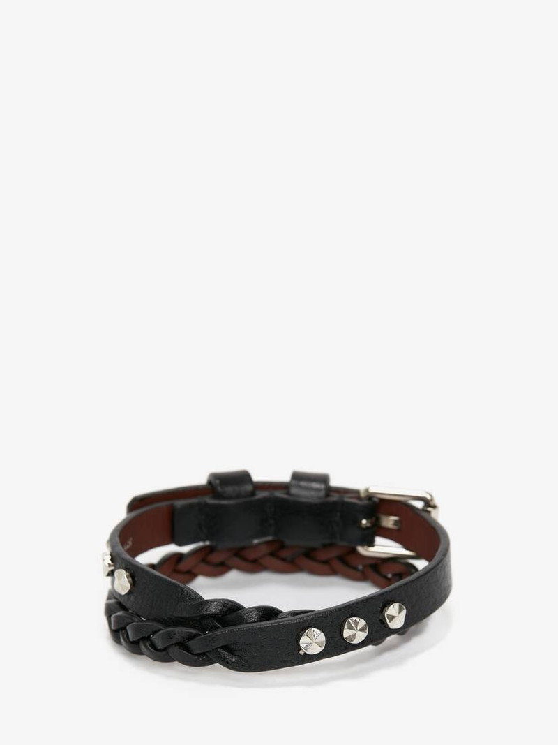 Alexander McQueen Men's Skull Double-wrap Bracelet in Black outlook