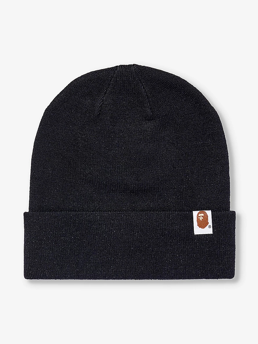 Brand-patch embroidered knitted beanie - 1