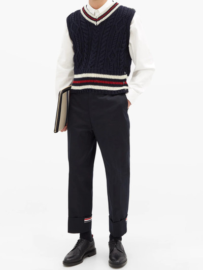 Thom Browne Cable-knit wool-blend vest outlook