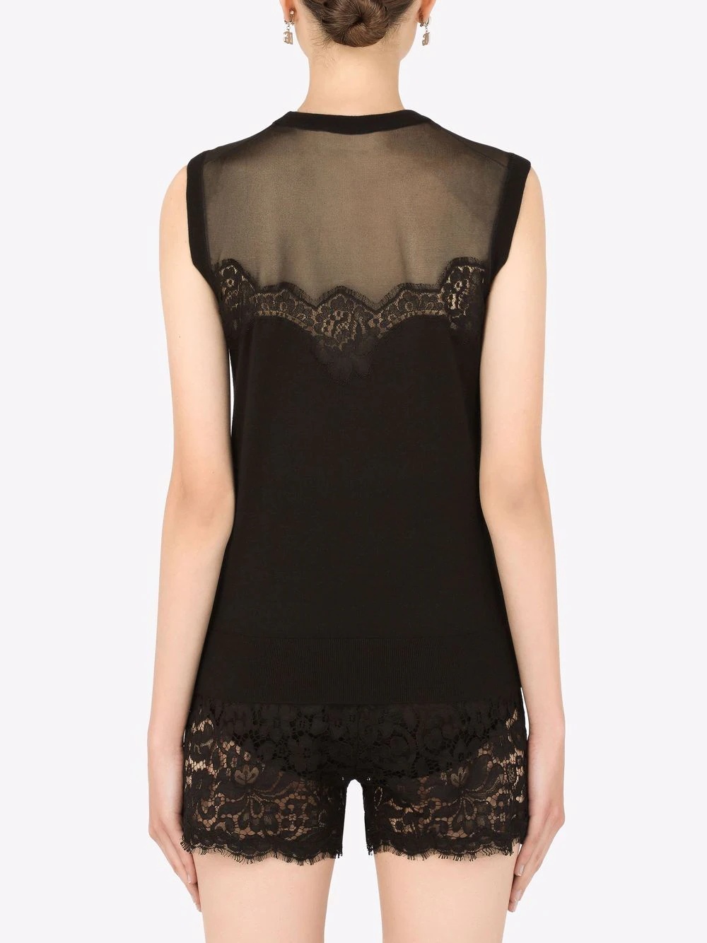 lace-trim sleeveless top - 4