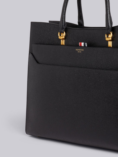 Thom Browne Black Pebbled Calfskin Large Duet Tote outlook