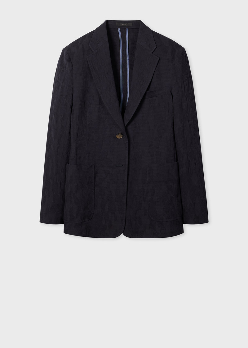 Women's Navy Seersucker Blazer 1