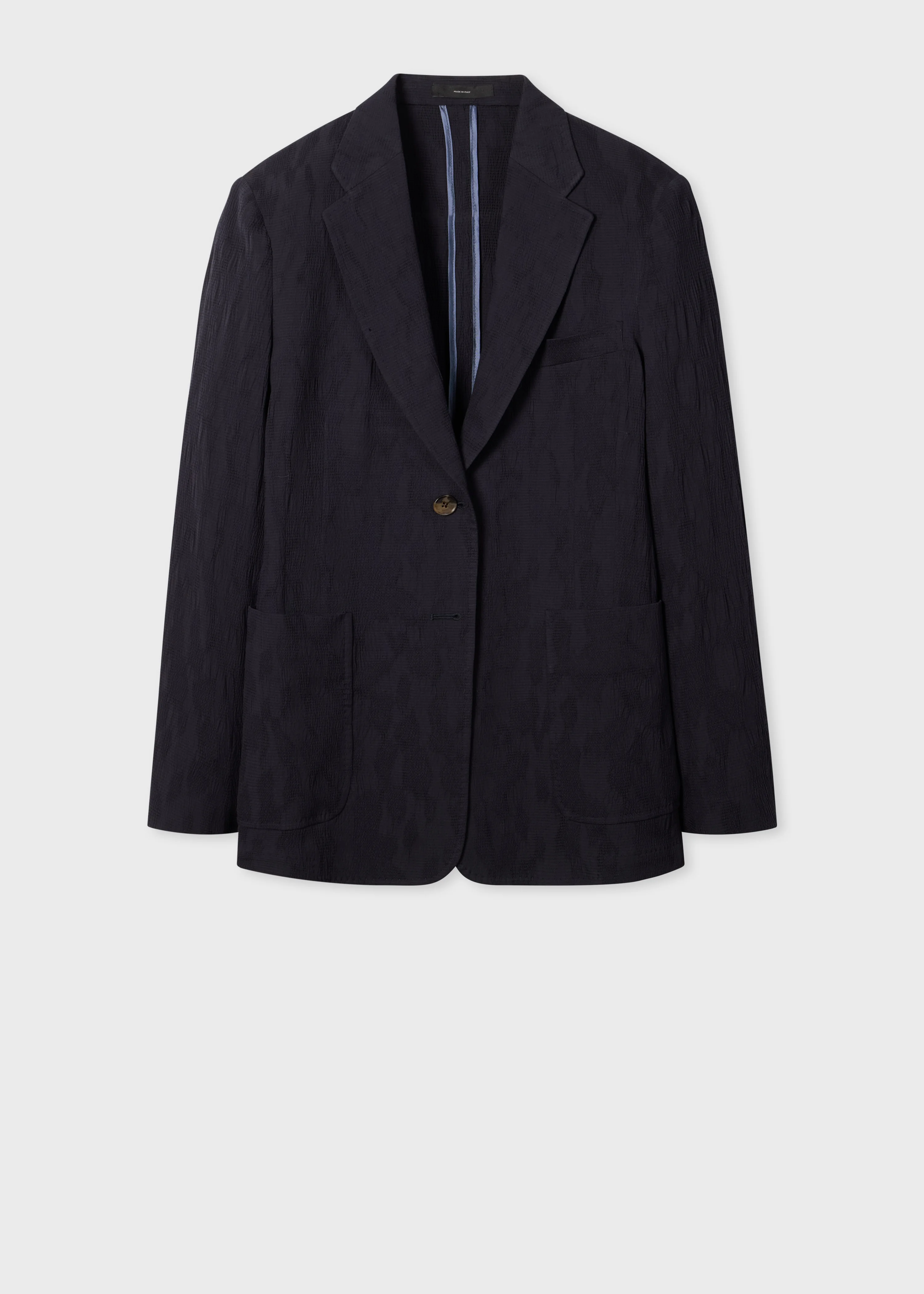 Women's Navy Seersucker Blazer - 1