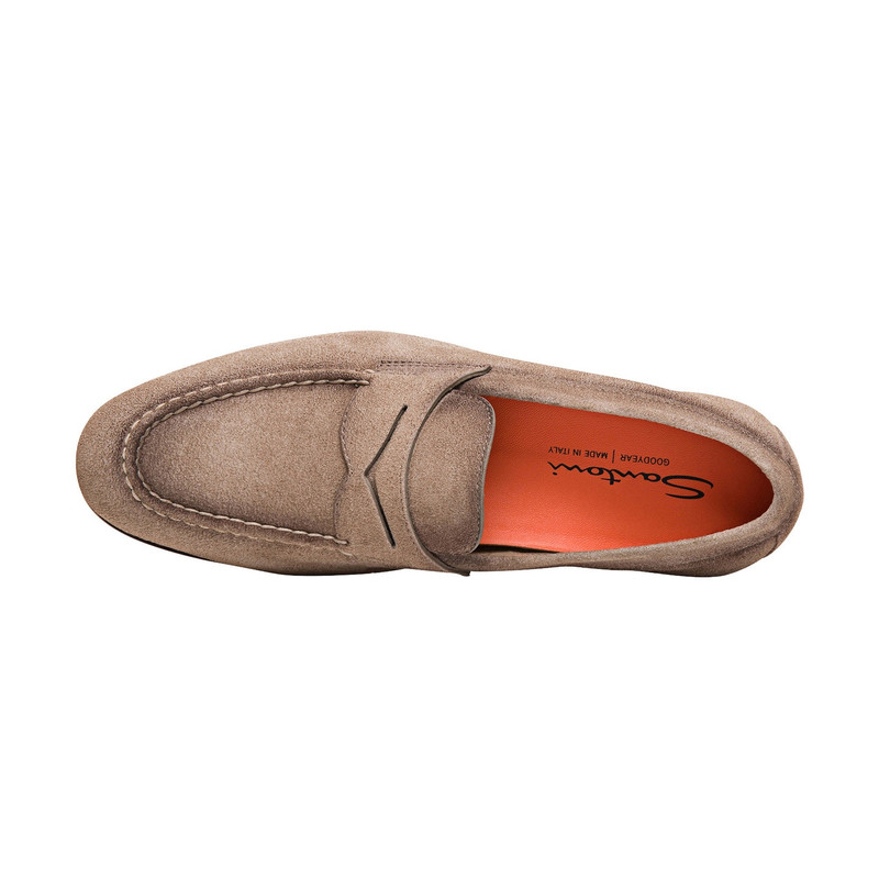 Men’s beige suede penny loafer 4