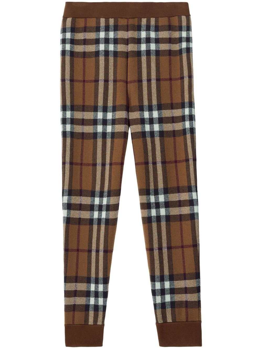checked tapered track pants - 1