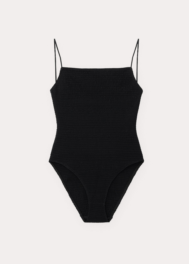 Smocked swimsuit black 1