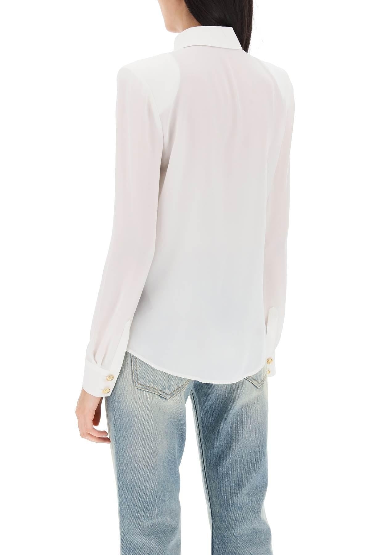 Balmain Silk Shirt With Padded Shoulders - 4