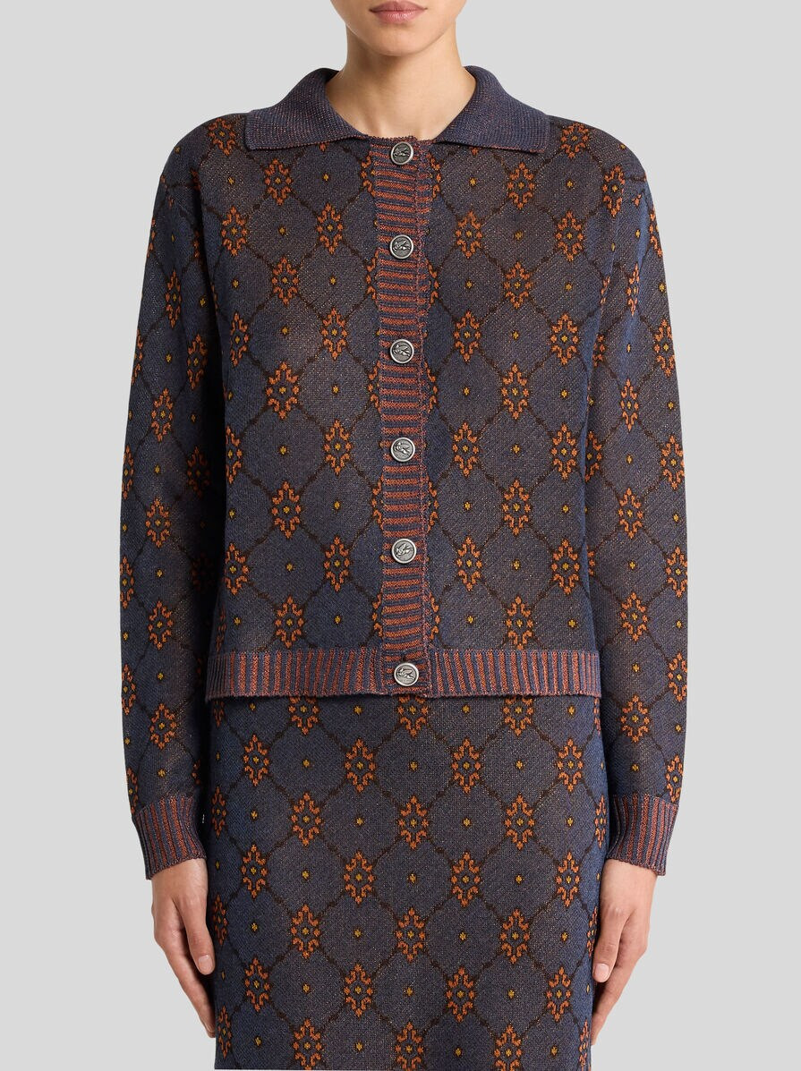 CARDIGAN WITH TIE-STYLE MOTIF - 2