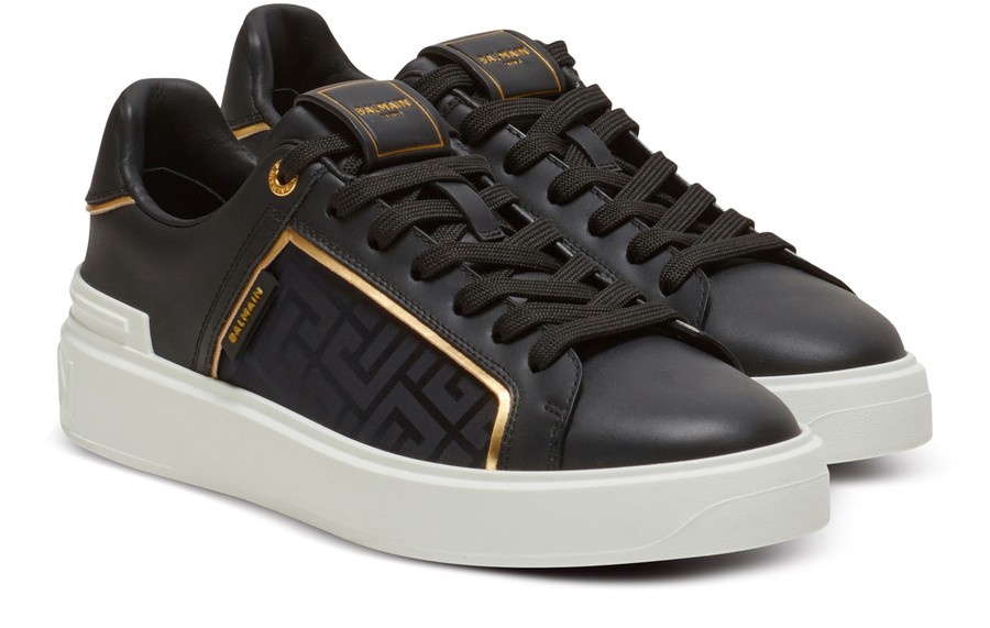 B-Court leather and nylon monogram sneakers - 3