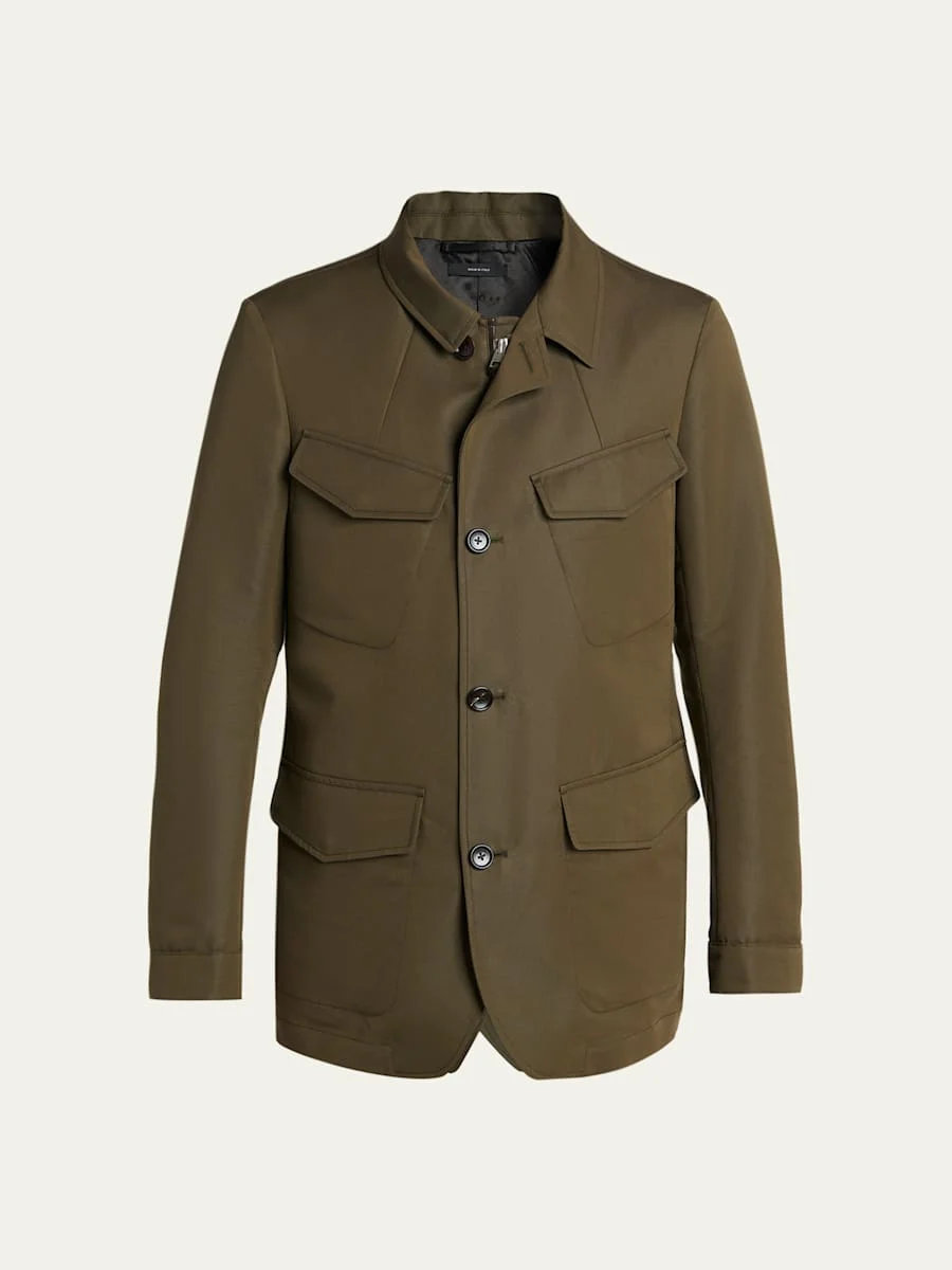 Men's Compact Nylon Flap-Pocket Field Jacket - 1