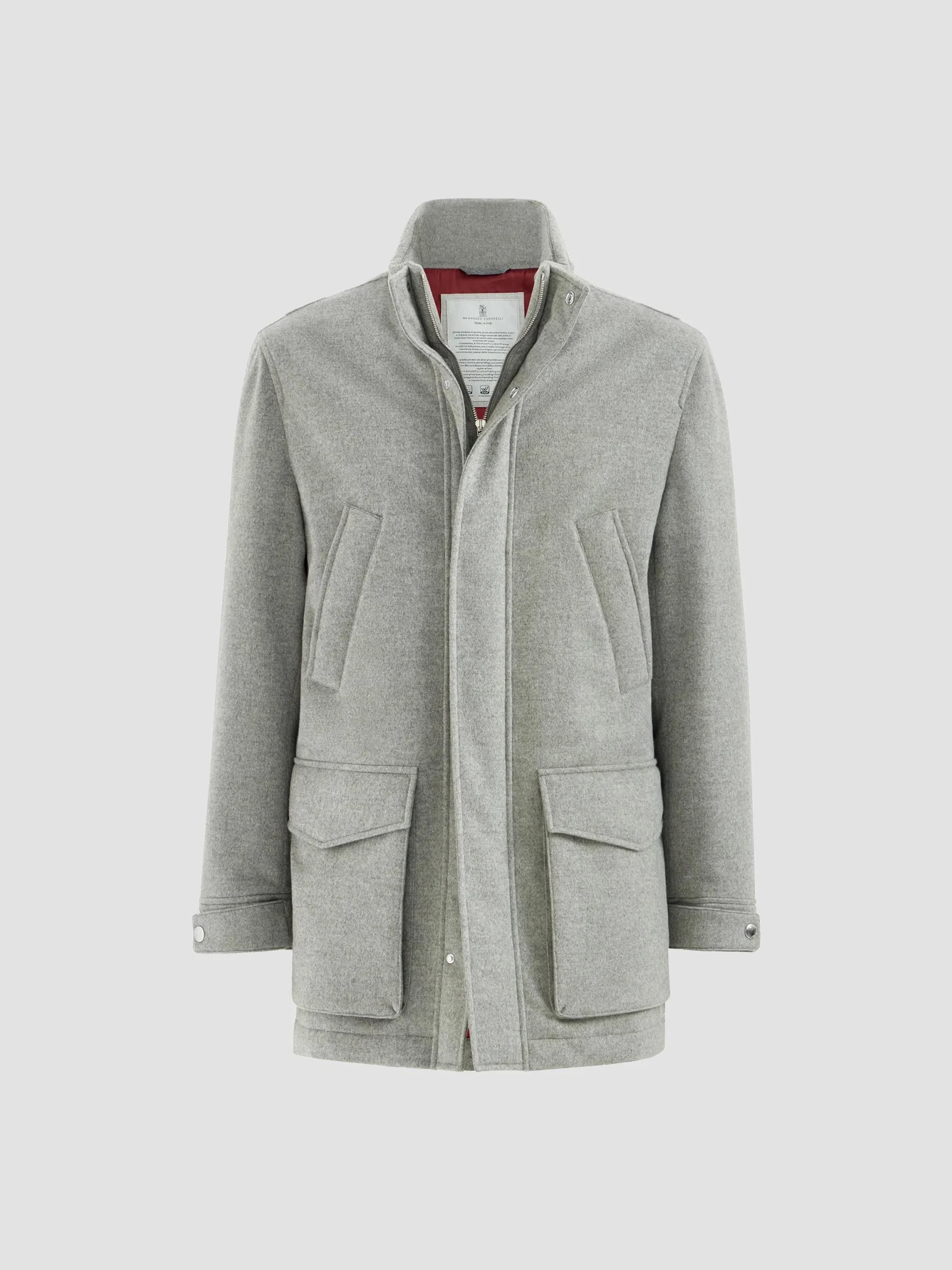 Men's Bonded Cashmere Beaver Cloth Parka Jacket - Pearl Grey - 1
