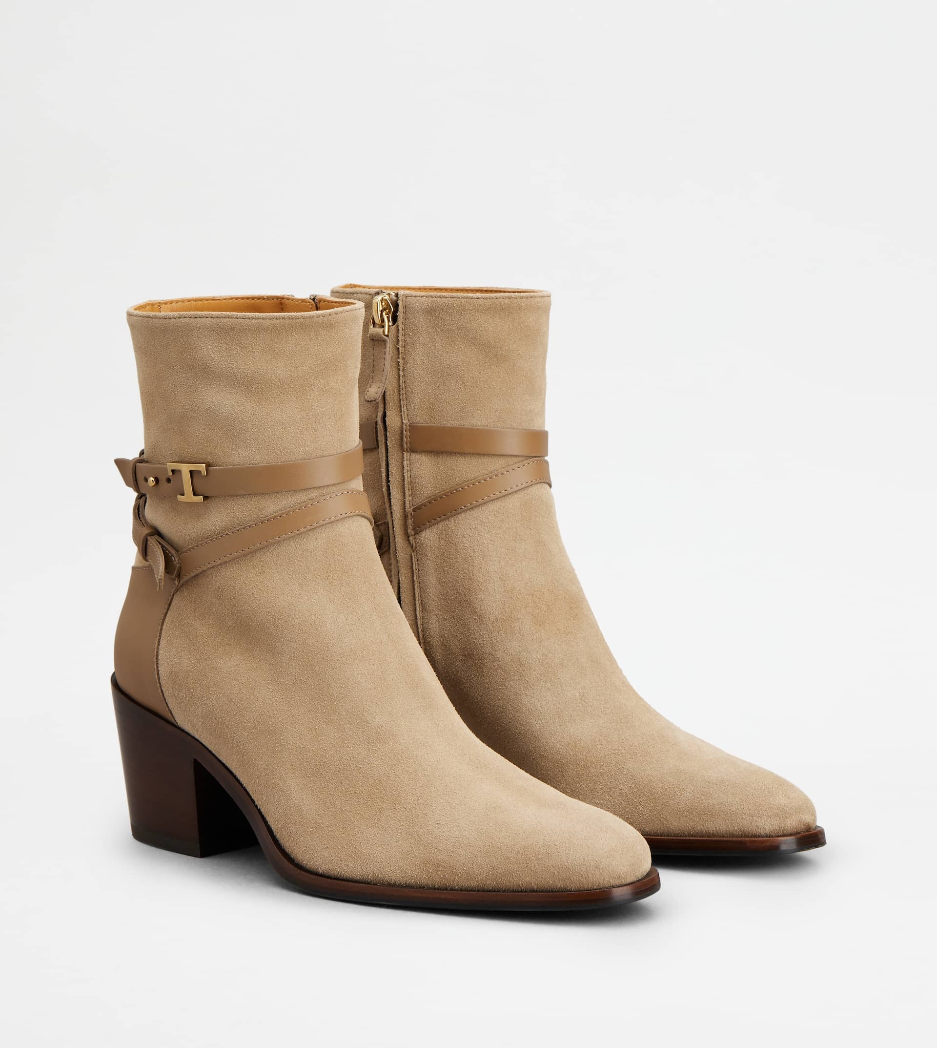 ANKLE BOOTS IN SUEDE - BEIGE - 3