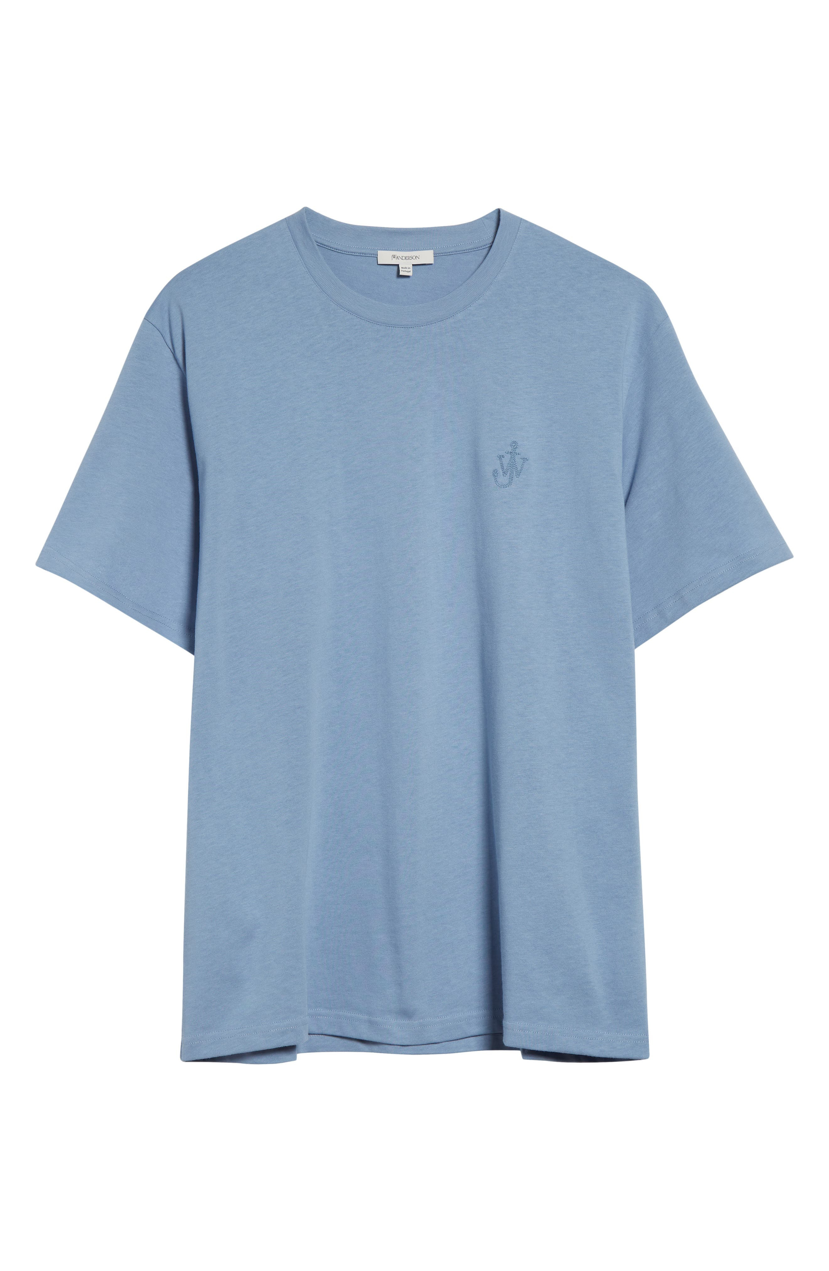 JW Anderson Anchor Logo Embroidered Cotton T-Shirt in Steel Blue at Nordstrom - 1