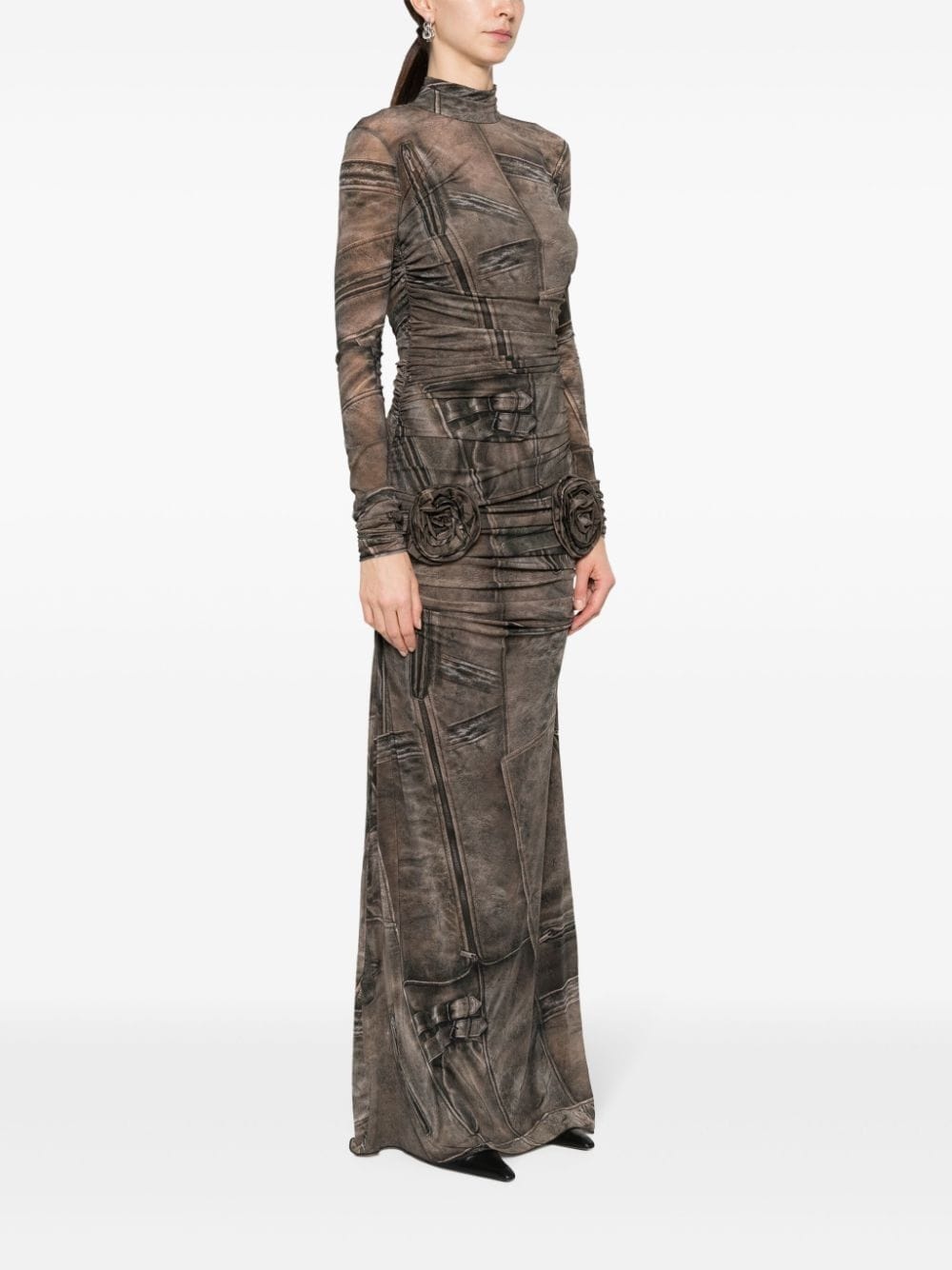 graphic-print ruched dress - 3