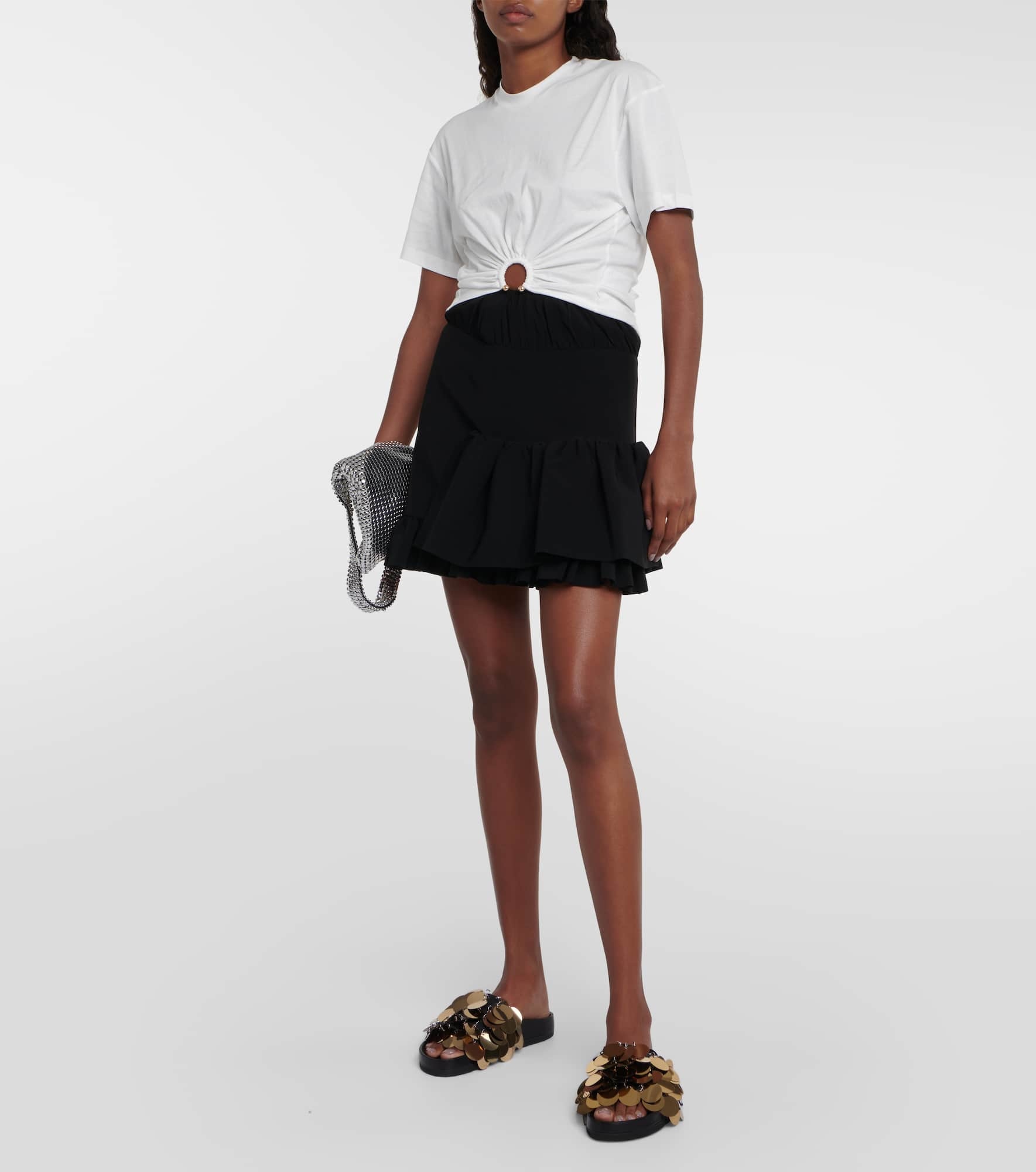 Embellished cotton jersey crop top - 2