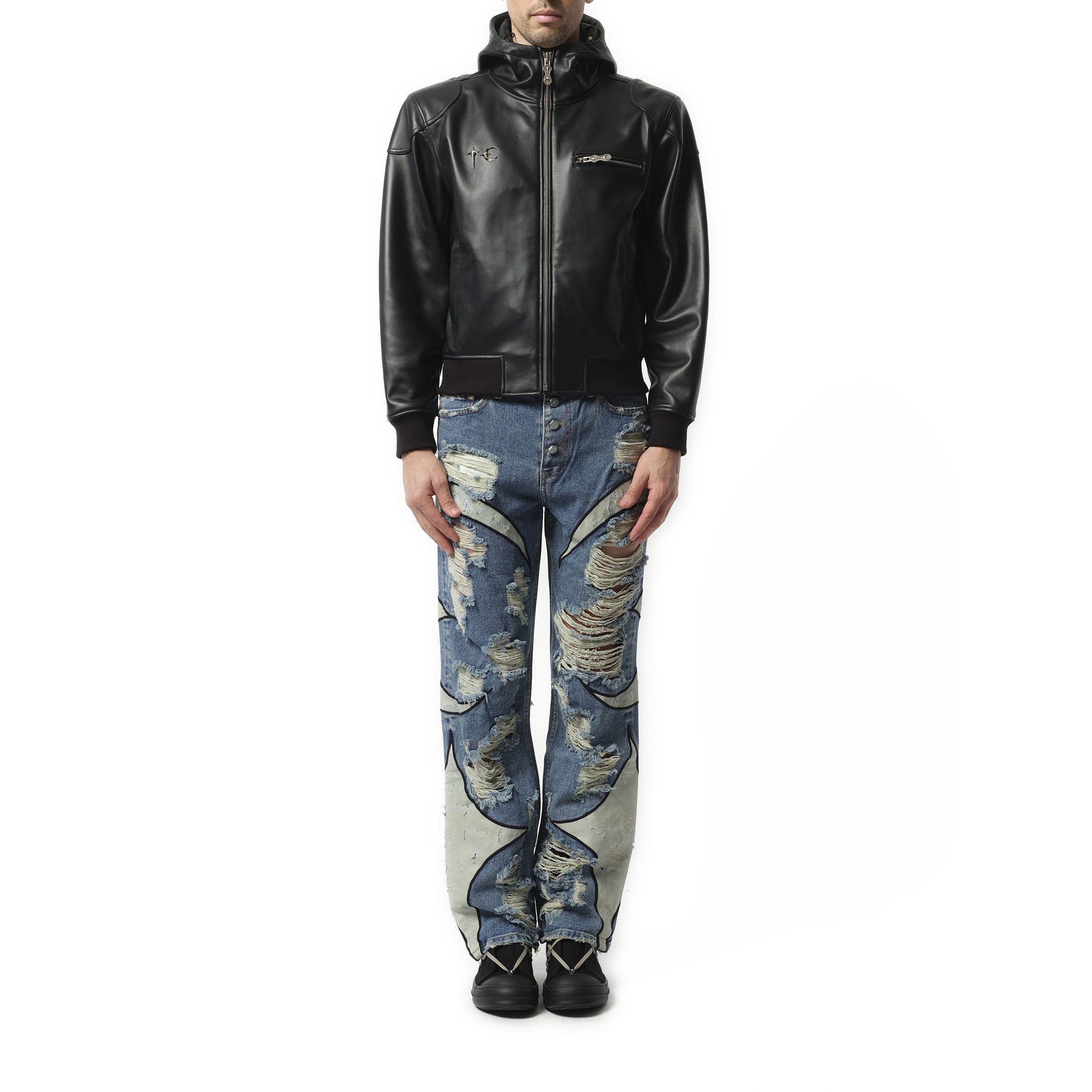 Slim Rock Leather Jacket in Black - 4