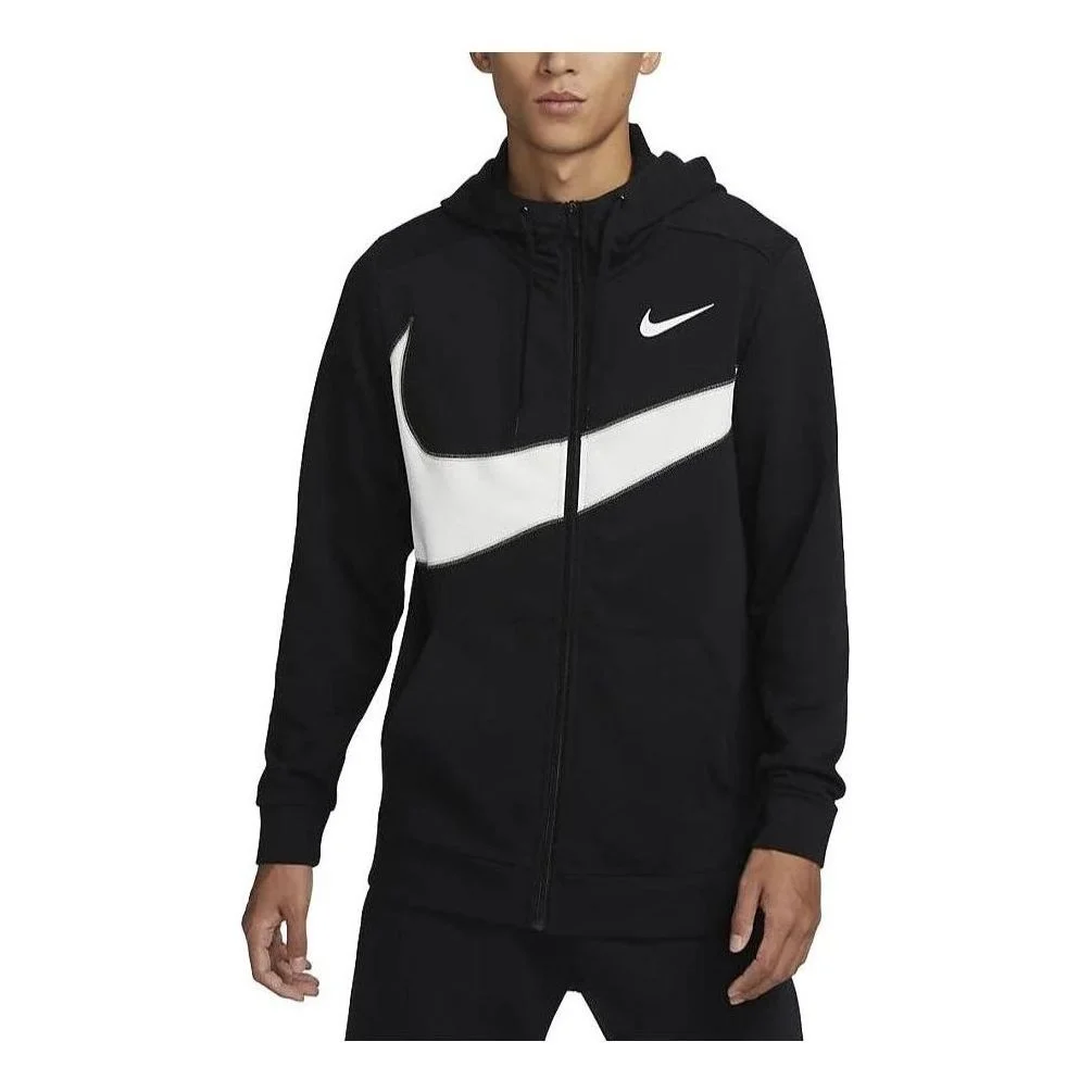 Nike Dri-FIT Fleece Full-Zip Fitness Hoodie 'Black White' FB8576-010 - 1