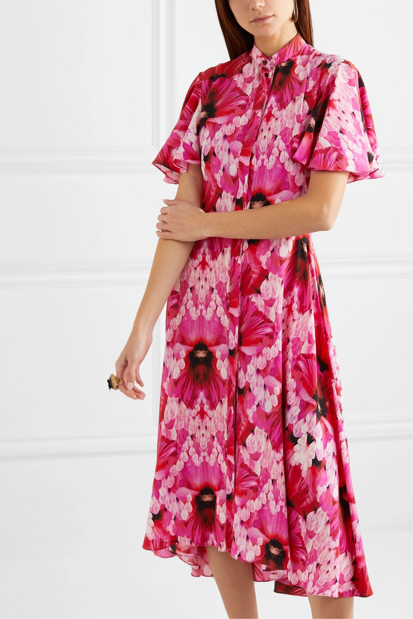 Floral-print silk-georgette midi dress - 3